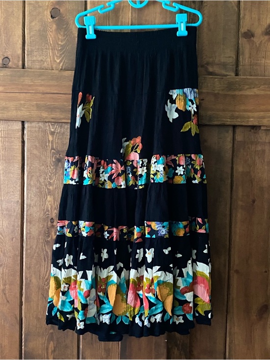 Carole Little Dresses & Skirts - Carole Little Black Maxi Skirt with Multicolor Floral Bands